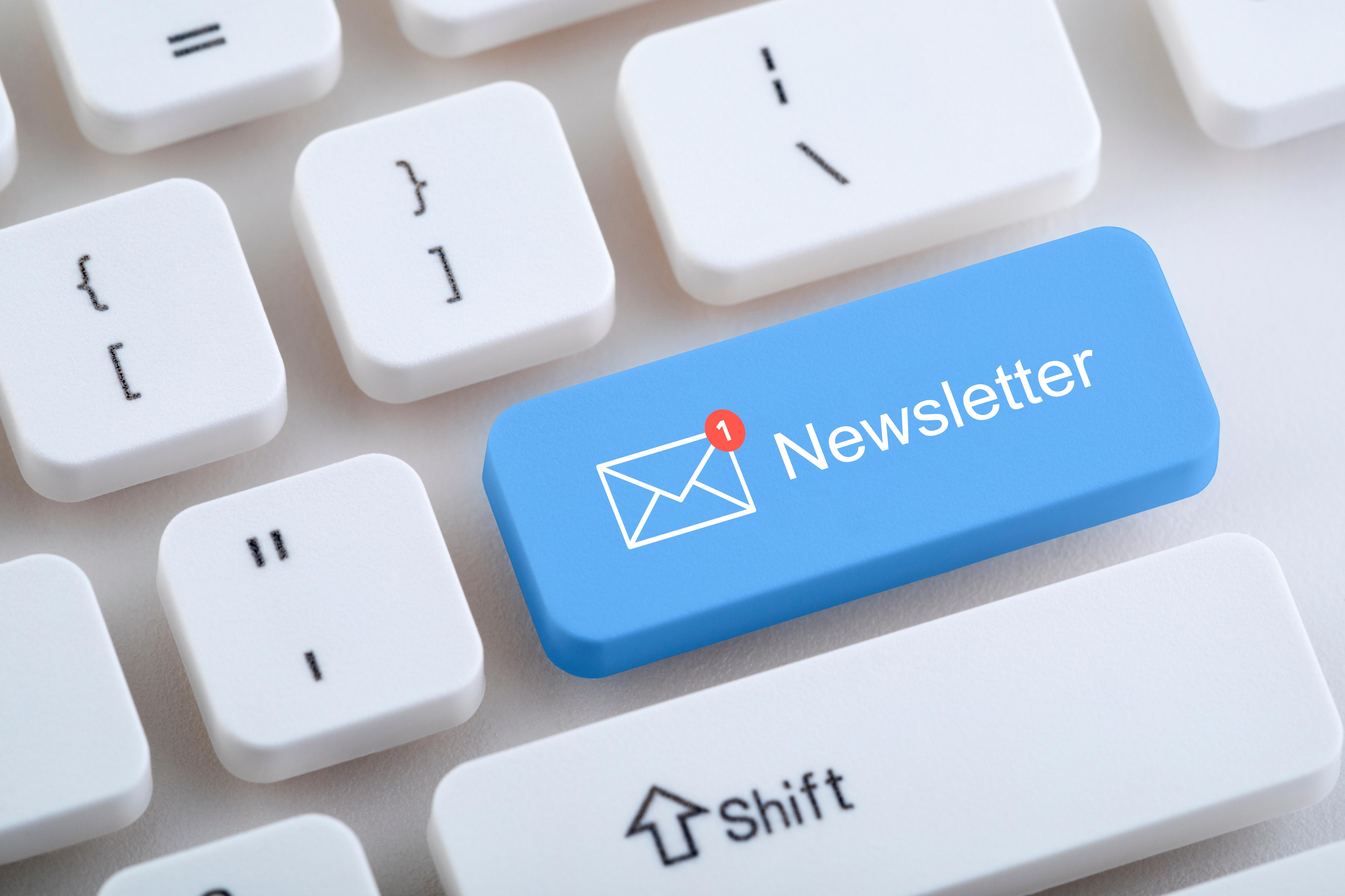 Keyboard with "Newsletter" Key