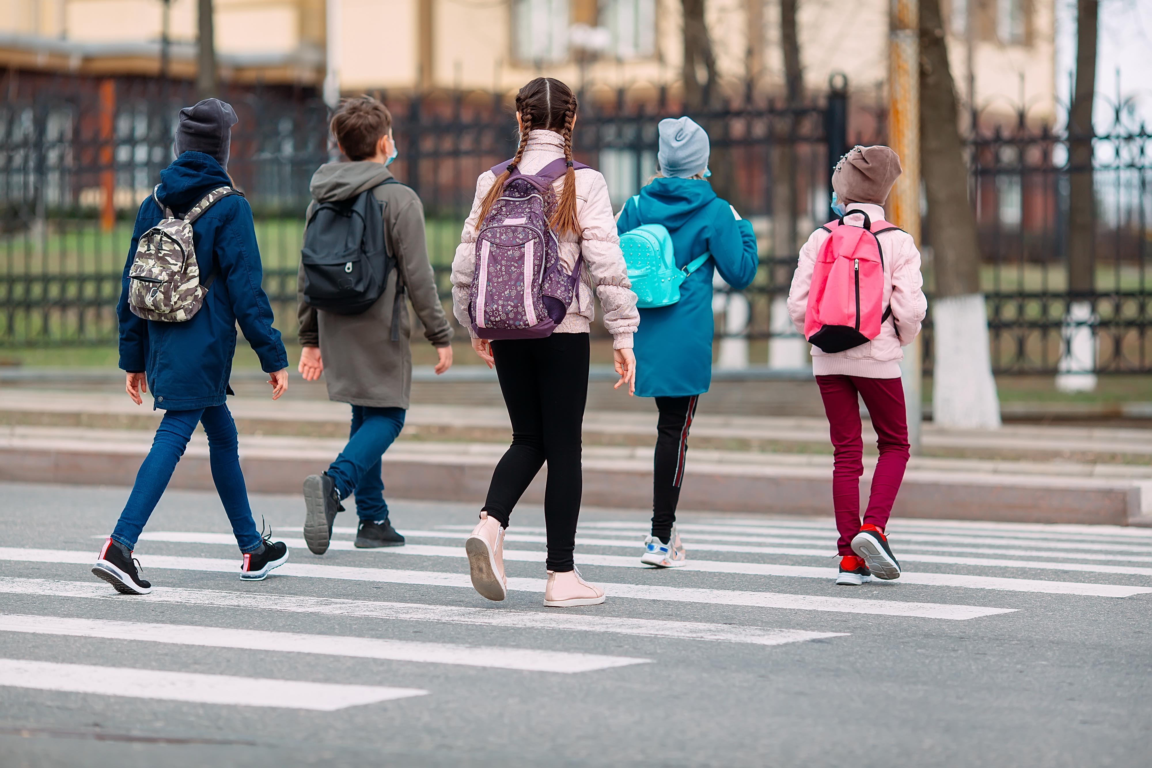 Children crossing a road