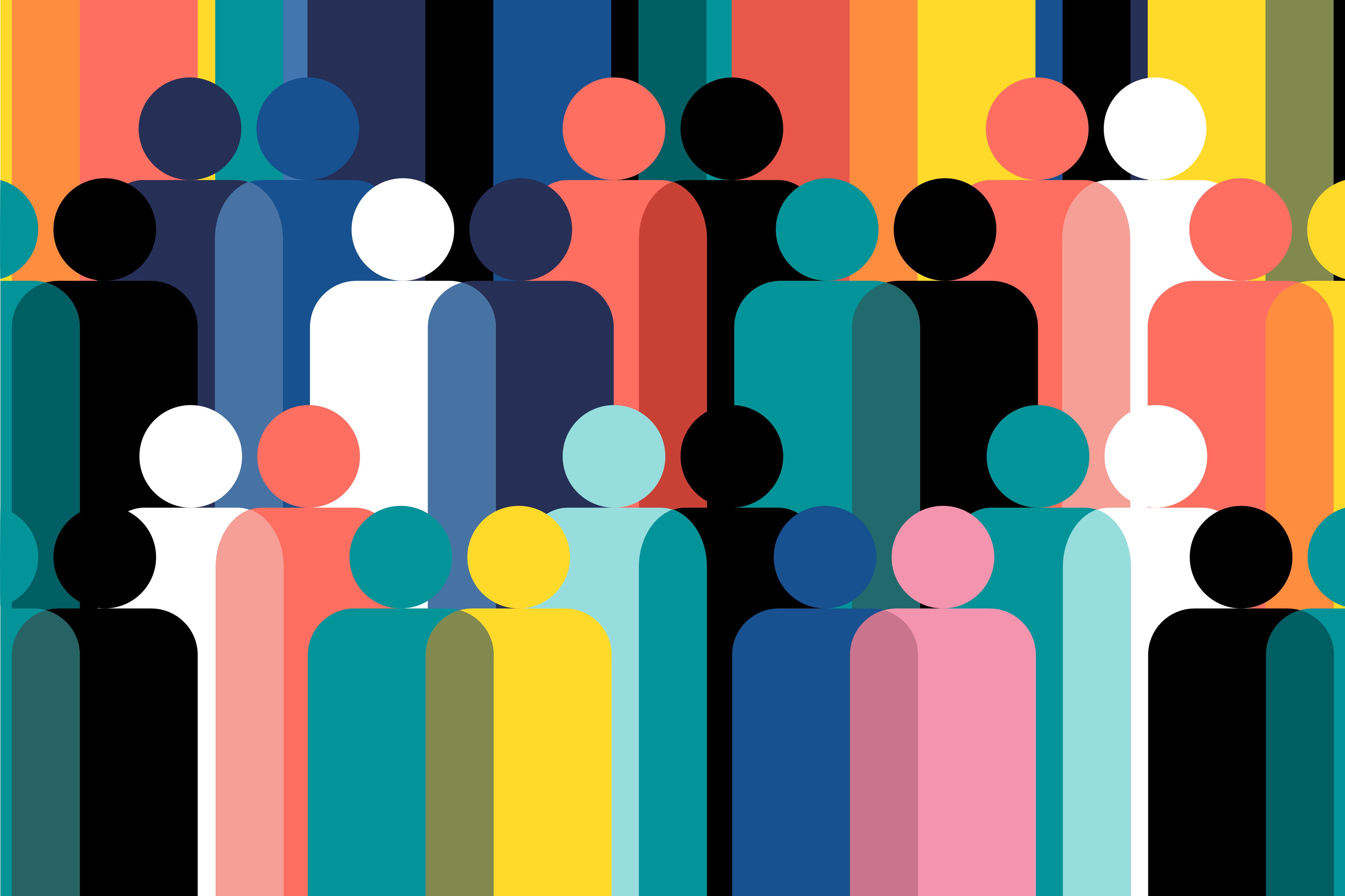 Multi coloured figures
